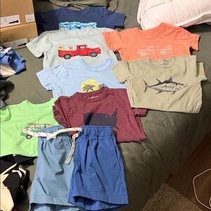 Crewcuts Light Blue Tee with Red Truck & Yellow Dogs Graphic